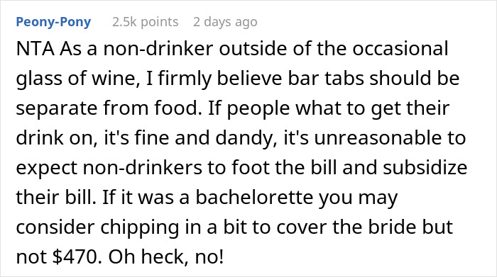 Woman Didn't Drink Alcohol, Refuses To Pay $470 Of Her 'Share' Of Bill, Asks If She's Wrong Woman Didn't Drink Alcohol, Refuses To Pay $470 Of Her 'Share' Of Bill, Asks If She's Wrong