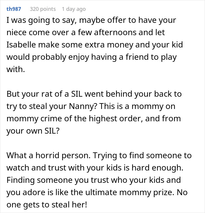 Woman Is Stunned As SIL Goes Negotiating With Nanny Behind Her Back But Gets Outbid Woman Is Stunned As SIL Goes Negotiating With Nanny Behind Her Back But Gets Outbid
