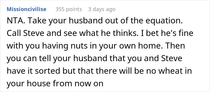 Man Puts Friend's Food Allergies Above Spouse's, So They Refuse To Get Rid Of Allergens At Home Man Puts Friend's Food Allergies Above Spouse's, So They Refuse To Get Rid Of Allergens At Home