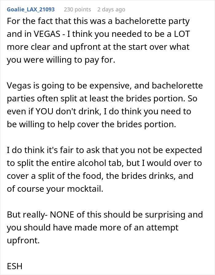 Woman Didn't Drink Alcohol, Refuses To Pay $470 Of Her 'Share' Of Bill, Asks If She's Wrong Woman Didn't Drink Alcohol, Refuses To Pay $470 Of Her 'Share' Of Bill, Asks If She's Wrong