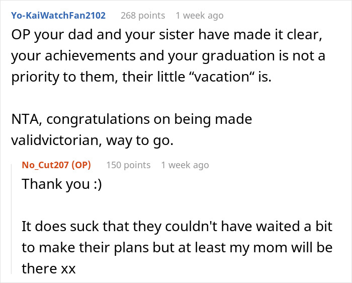 Teen Spites Dad And Sister Who Planned To Skip Her Graduation By Giving Away Their Tickets Teen Spites Dad And Sister Who Planned To Skip Her Graduation By Giving Away Their Tickets