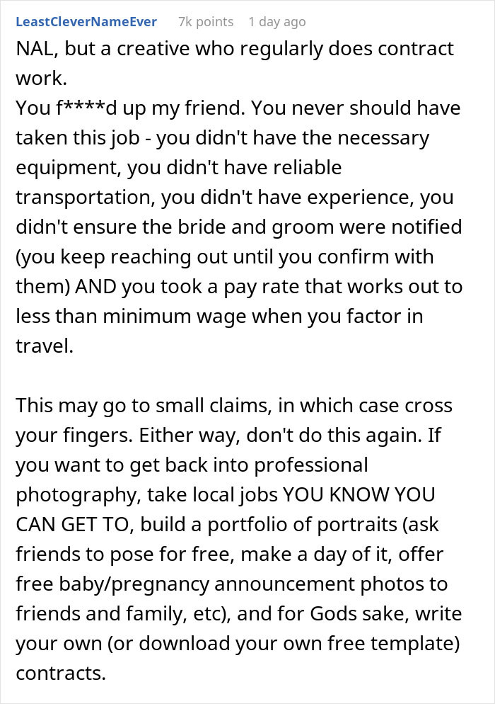 "They Want To Sue Me Now": Photographer Doesn't Show Up To Wedding "They Want To Sue Me Now": Photographer Doesn't Show Up To Wedding