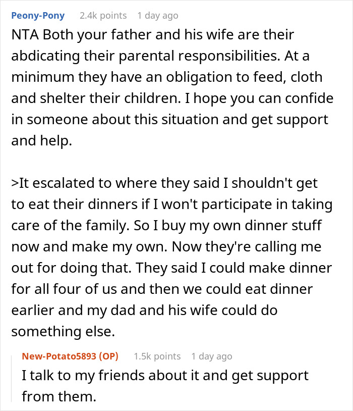 16YO Tells Stepmom It’s Not His Job To Feed Her Kids, She Blows Up At Him 16YO Tells Stepmom It’s Not His Job To Feed Her Kids, She Blows Up At Him