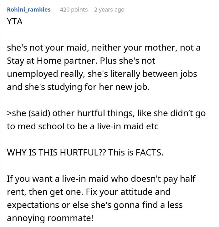 Woman Shuts Down BF’s Demands: “Didn’t Go To Med School To Be A Live-In Maid” Woman Shuts Down BF’s Demands: “Didn’t Go To Med School To Be A Live-In Maid”