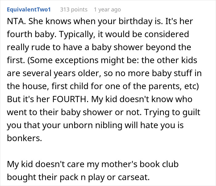 Woman Refuses To Cancel Her Birthday Plans To Attend Sister’s 4th Baby Shower, Gets Blocked Woman Refuses To Cancel Her Birthday Plans To Attend Sister’s 4th Baby Shower, Gets Blocked