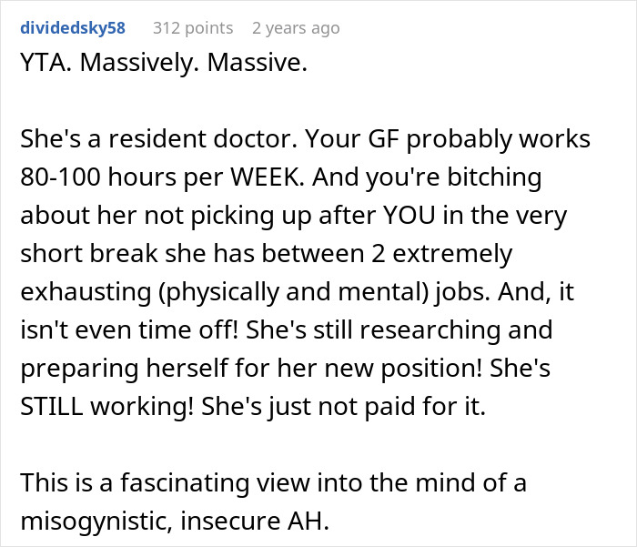 Woman Shuts Down BF’s Demands: “Didn’t Go To Med School To Be A Live-In Maid”