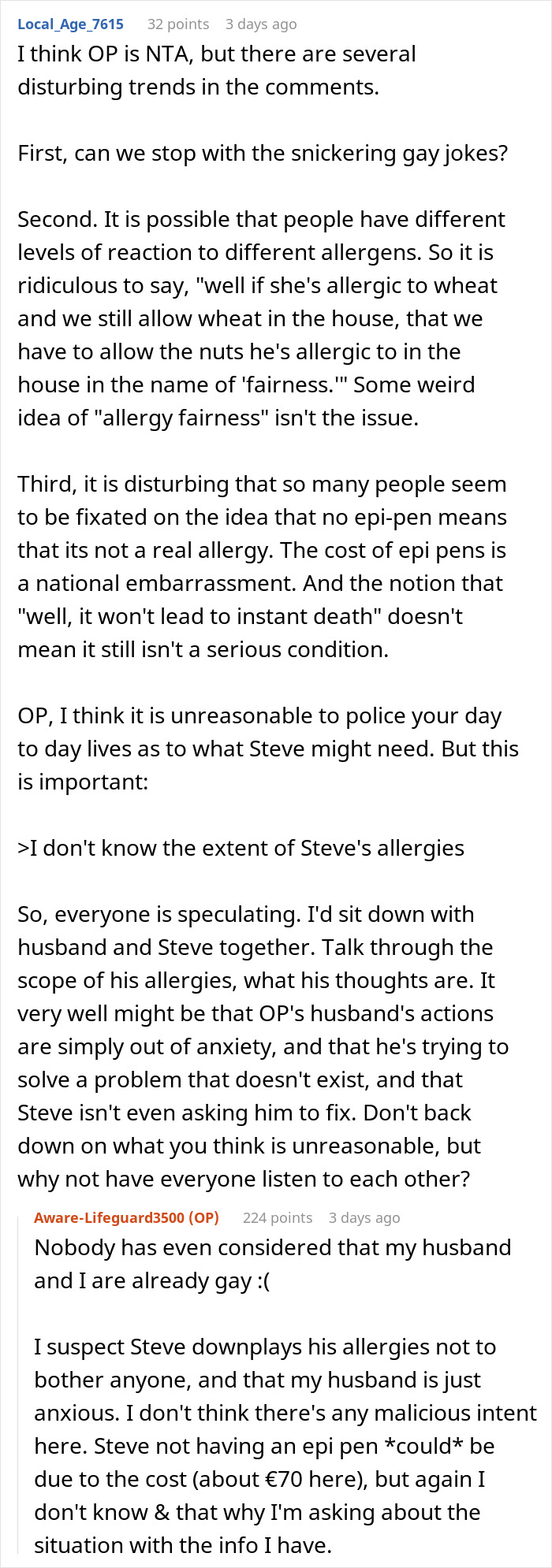 Man Puts Friend's Food Allergies Above Spouse's, So They Refuse To Get Rid Of Allergens At Home Man Puts Friend's Food Allergies Above Spouse's, So They Refuse To Get Rid Of Allergens At Home