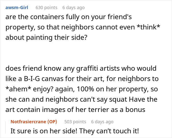 Folks Praise Woman Who Made A Whole Fence Of Shipping Containers To Ruin Entitled Neighbors' View Folks Praise Woman Who Made A Whole Fence Of Shipping Containers To Ruin Entitled Neighbors' View
