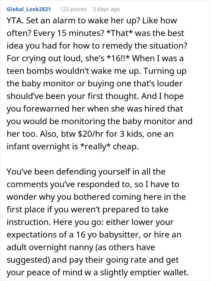“You Get What You Pay For”: Dad Dragged For Expecting A 16 Y.O. Babysitter To Be Awake All Night “You Get What You Pay For”: Dad Dragged For Expecting A 16 Y.O. Babysitter To Be Awake All Night