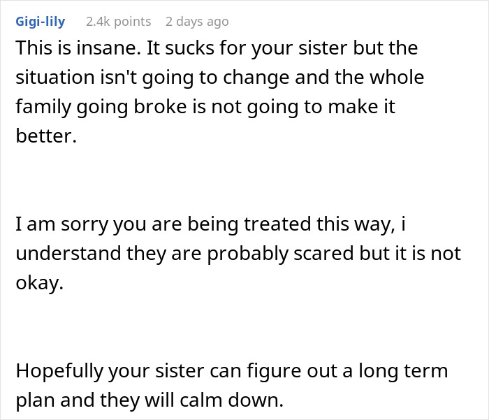 “This Is Insane”: Family Demands Person Go Into Debt To Help Sister Out With Legal Bills “This Is Insane”: Family Demands Person Go Into Debt To Help Sister Out With Legal Bills