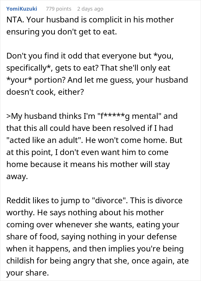Mom Of Four At Her Wit's End After MIL Won’t Stop Eating All Their Food Mom Of Four At Her Wit's End After MIL Won’t Stop Eating All Their Food