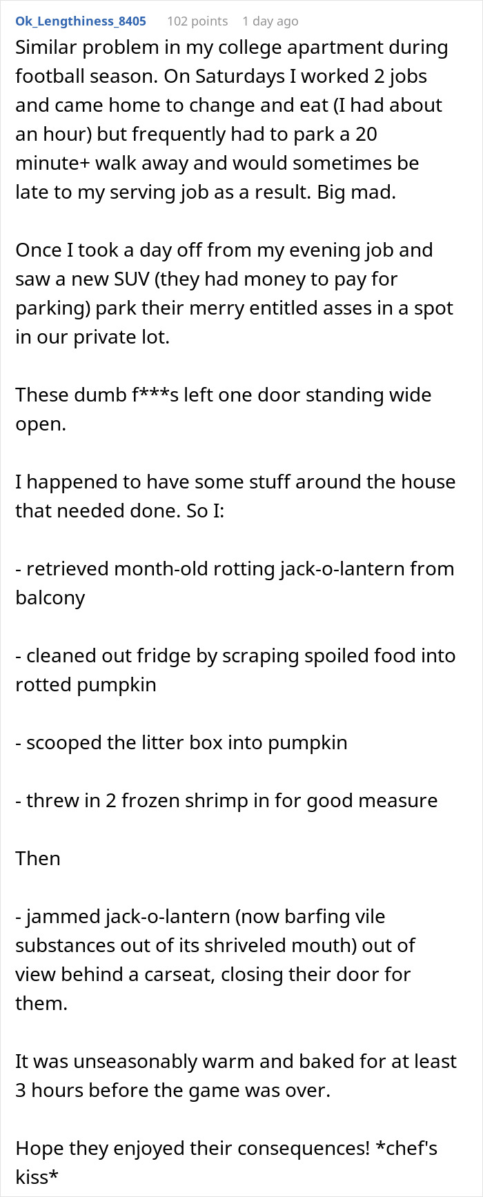 Entitled Man Parks In A Private Lot, Resident Comes Back To No Spaces Left And Executes Karma Entitled Man Parks In A Private Lot, Resident Comes Back To No Spaces Left And Executes Karma