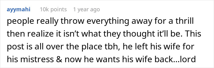 Husband Moves In With Mistress, Wife Makes Peace With It, He Quickly Regrets The Decision Husband Moves In With Mistress, Wife Makes Peace With It, He Quickly Regrets The Decision