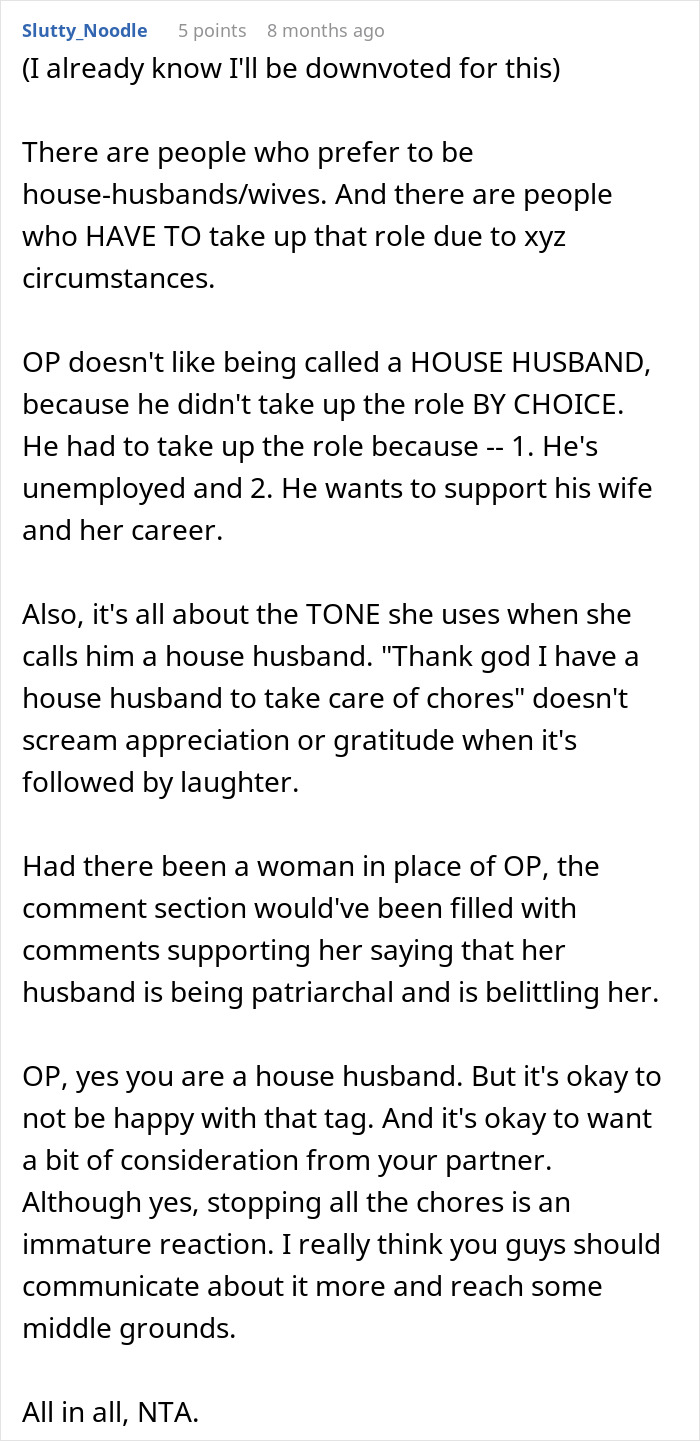 “House Husband” Feels Emasculated, Demands Wife Apologize Or He Won’t Do Any Housework “House Husband” Feels Emasculated, Demands Wife Apologize Or He Won’t Do Any Housework