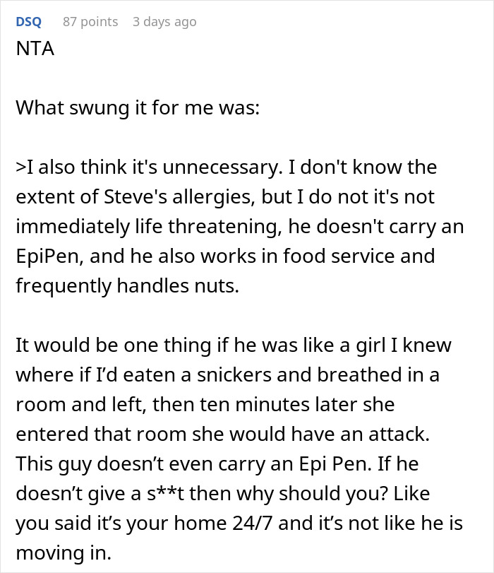 Man Puts Friend's Food Allergies Above Spouse's, So They Refuse To Get Rid Of Allergens At Home Man Puts Friend's Food Allergies Above Spouse's, So They Refuse To Get Rid Of Allergens At Home