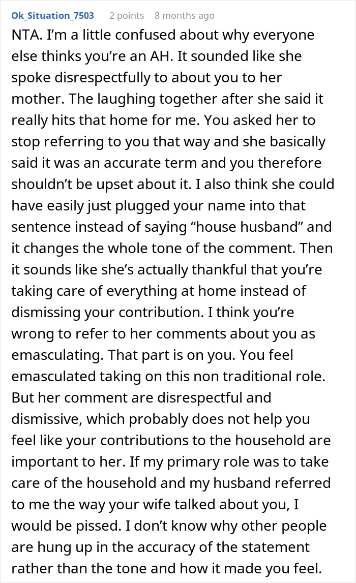 “House Husband” Feels Emasculated, Demands Wife Apologize Or He Won’t Do Any Housework “House Husband” Feels Emasculated, Demands Wife Apologize Or He Won’t Do Any Housework