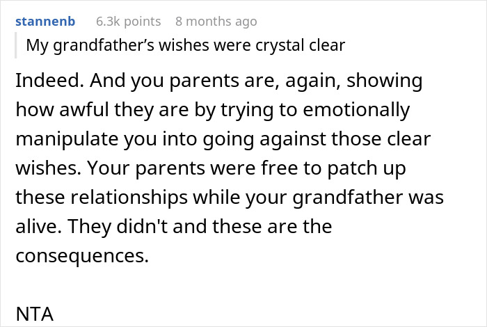 "The Will Is Pretty Airtight": Woman Refuses To Share Inheritance With Family Who Betrayed Her "The Will Is Pretty Airtight": Woman Refuses To Share Inheritance With Family Who Betrayed Her