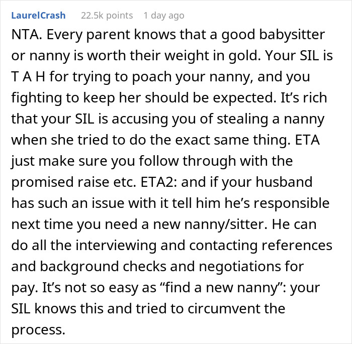 Woman Is Stunned As SIL Goes Negotiating With Nanny Behind Her Back But Gets Outbid Woman Is Stunned As SIL Goes Negotiating With Nanny Behind Her Back But Gets Outbid