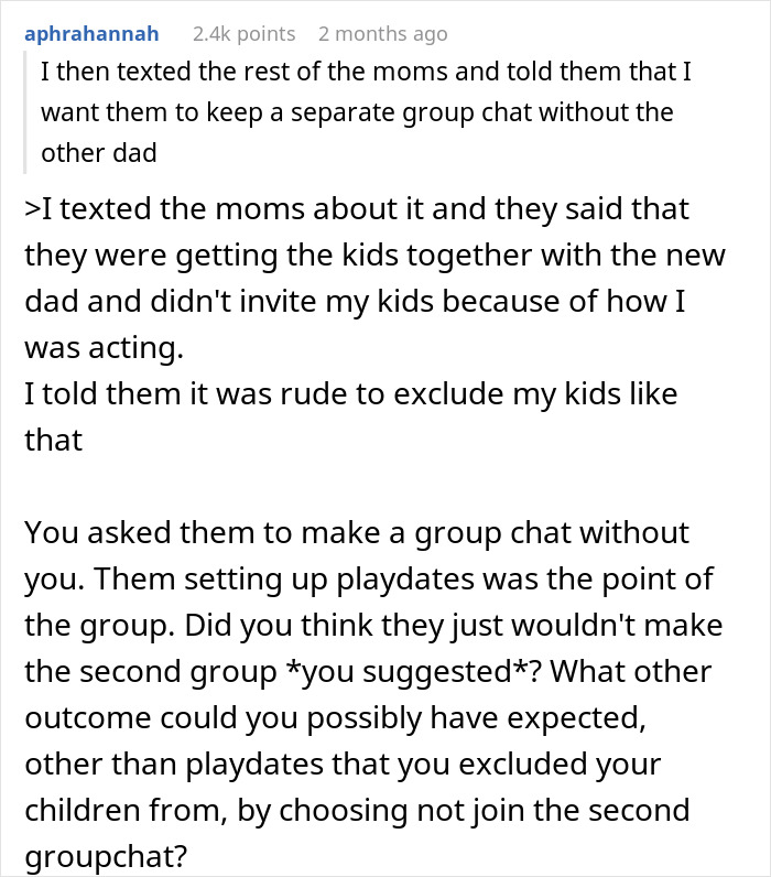 Mom Says She's Uncomfortable With Single Dad Being In Her Mom Group, So They Go On Without Her Mom Says She's Uncomfortable With Single Dad Being In Her Mom Group, So They Go On Without Her