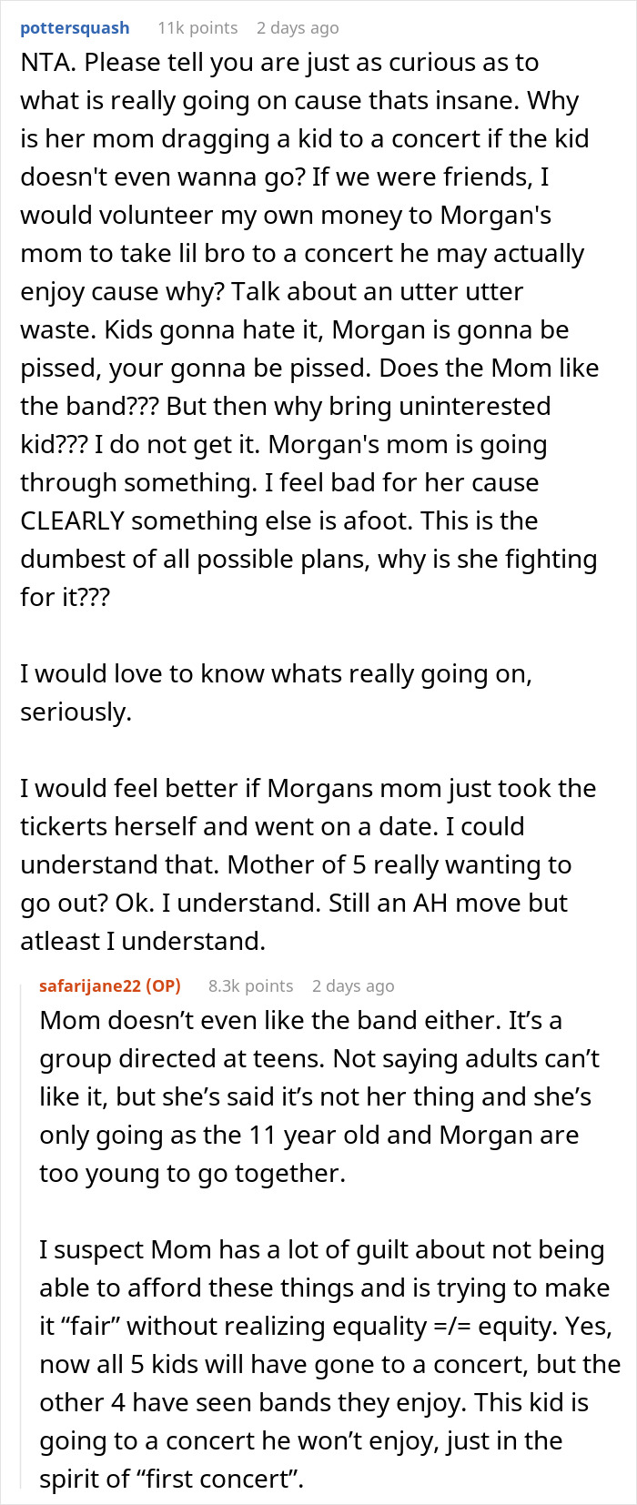 Girl With Several Siblings Is Upset After Mom Says Her Birthday Concert Tickets Will Go To Her Bro Girl With Several Siblings Is Upset After Mom Says Her Birthday Concert Tickets Will Go To Her Bro