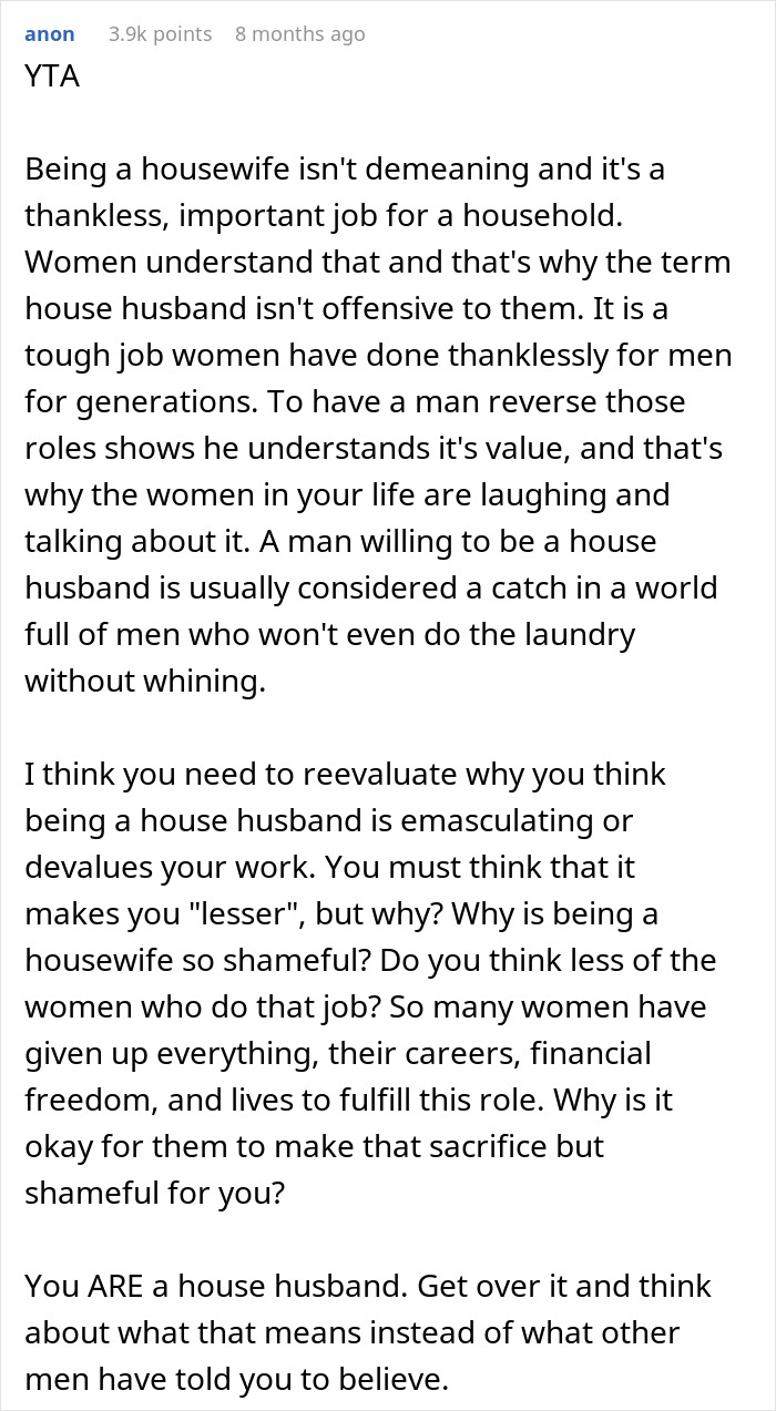 “House Husband” Feels Emasculated, Demands Wife Apologize Or He Won’t Do Any Housework “House Husband” Feels Emasculated, Demands Wife Apologize Or He Won’t Do Any Housework