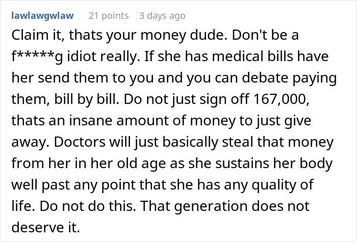 “Wants It For Herself”: Person Asks For Advice After Grandma Goes After Their Inheritance “Wants It For Herself”: Person Asks For Advice After Grandma Goes After Their Inheritance
