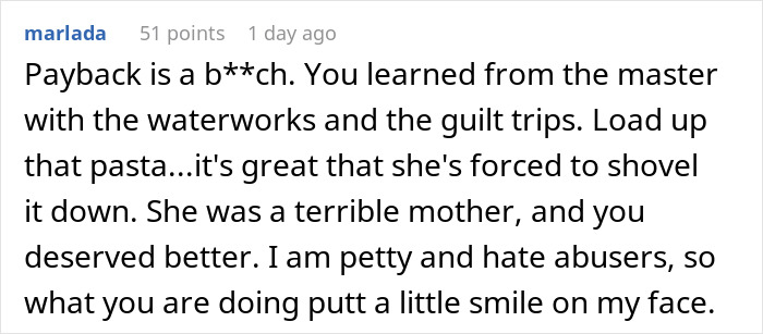 “No One But My Mother And I Know That Almost Every Meal I Make For Her Is Revenge” “No One But My Mother And I Know That Almost Every Meal I Make For Her Is Revenge”
