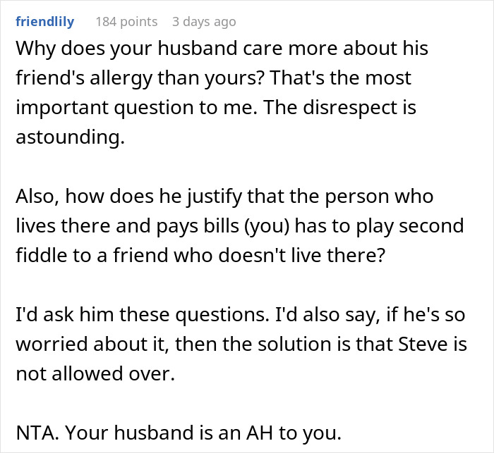 Man Puts Friend's Food Allergies Above Spouse's, So They Refuse To Get Rid Of Allergens At Home Man Puts Friend's Food Allergies Above Spouse's, So They Refuse To Get Rid Of Allergens At Home