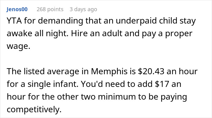 “You Get What You Pay For”: Dad Dragged For Expecting A 16 Y.O. Babysitter To Be Awake All Night “You Get What You Pay For”: Dad Dragged For Expecting A 16 Y.O. Babysitter To Be Awake All Night
