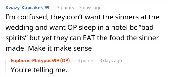 Woman Isn’t Invited To A Wedding Because She’s A “Sinner”, Gets Asked To Bake A Cake For It Woman Isn’t Invited To A Wedding Because She’s A “Sinner”, Gets Asked To Bake A Cake For It