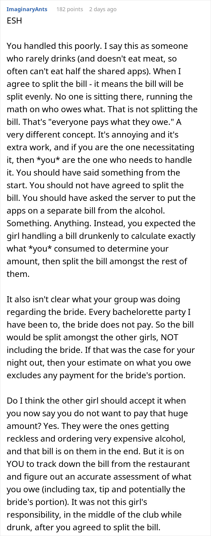 Woman Didn't Drink Alcohol, Refuses To Pay $470 Of Her 'Share' Of Bill, Asks If She's Wrong Woman Didn't Drink Alcohol, Refuses To Pay $470 Of Her 'Share' Of Bill, Asks If She's Wrong