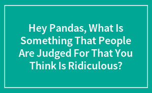 Hey Pandas, What Is Something That People Are Judged For That You Think Is Ridiculous?