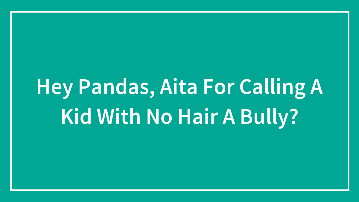 Hey Pandas, Aita For Calling A Kid With No Hair A Bully?