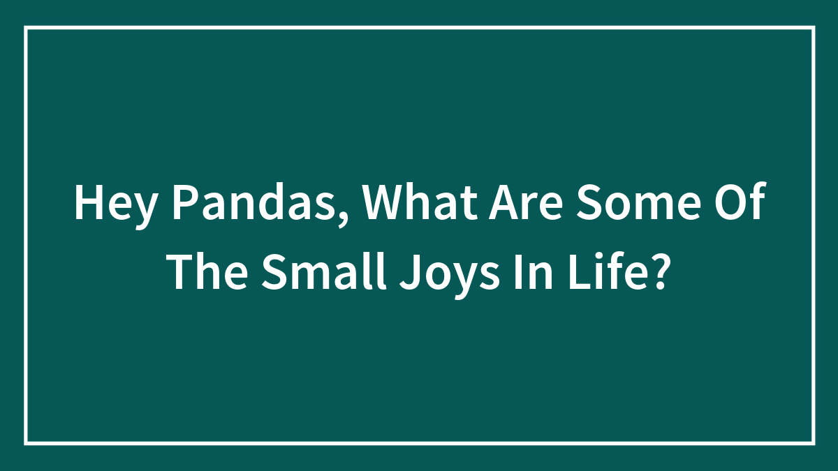 Hey Pandas, What Are Some Of The Small Joys In Life? (Closed)