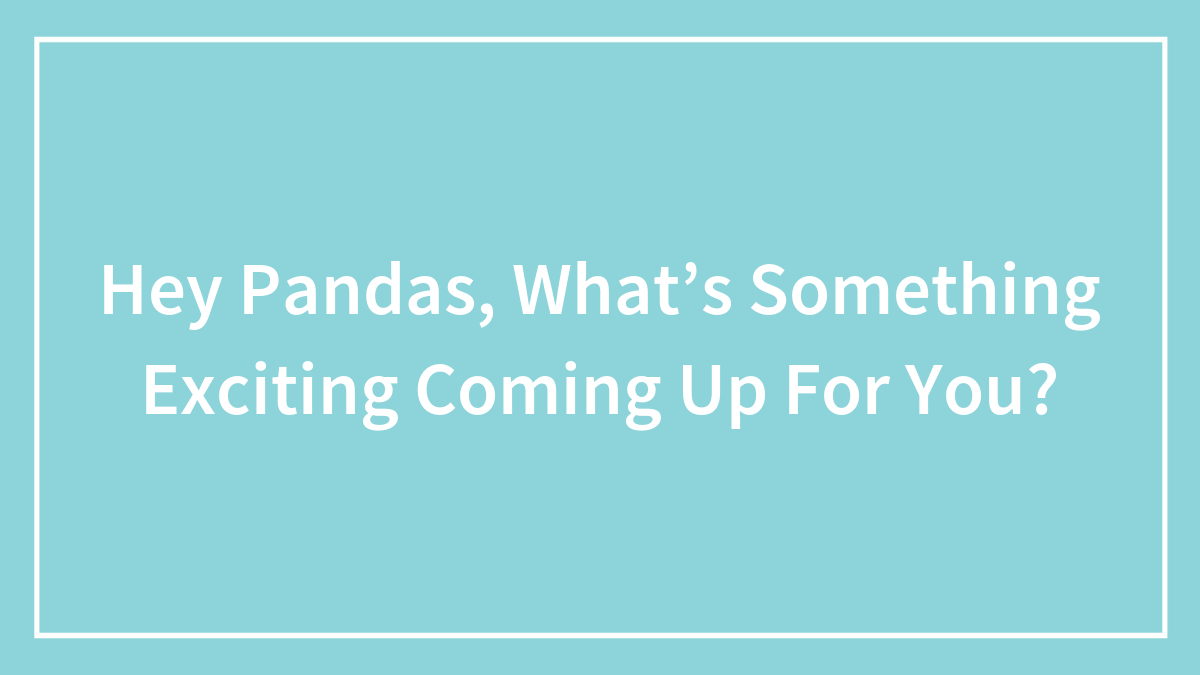 Hey Pandas, What’s Something Exciting Coming Up For You? (Closed)