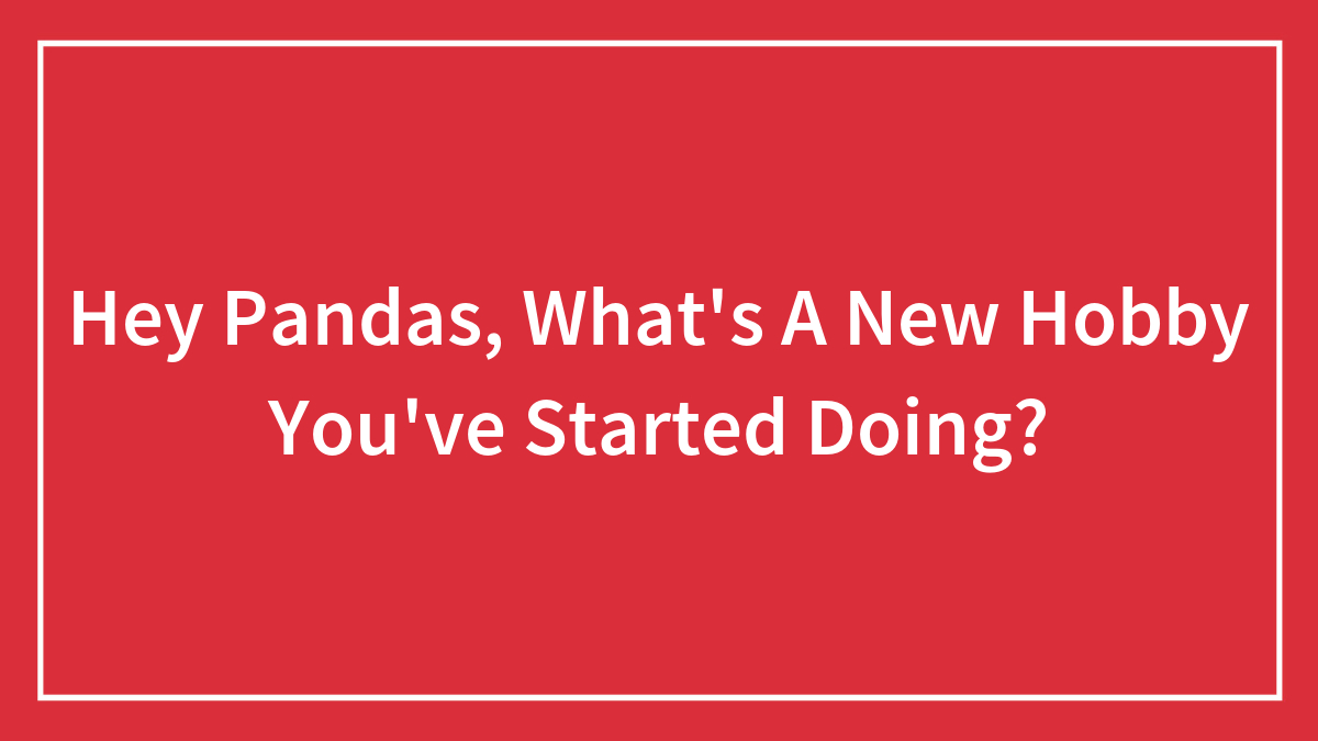 Hey Pandas, What’s A New Hobby You’ve Started Doing?
