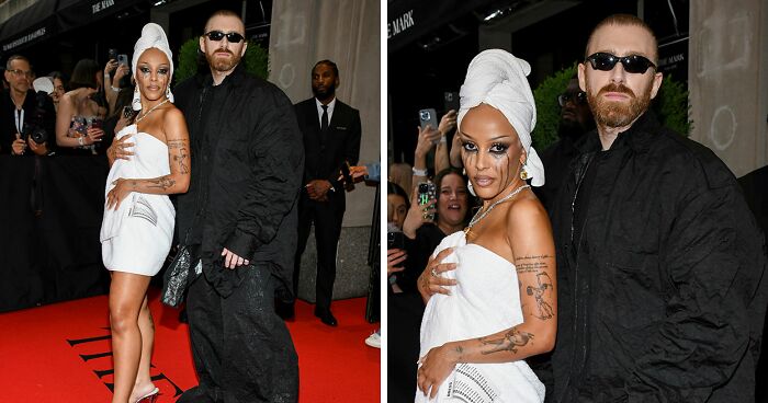 Doja Cat Showed Up In Nothing But A Towel To 2024 Met Gala After Strolling NYC In A Bed Sheet
