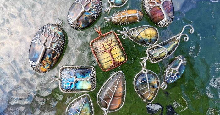 I Made Some Elven Pendants With Wire And Labradorite Gemstones
