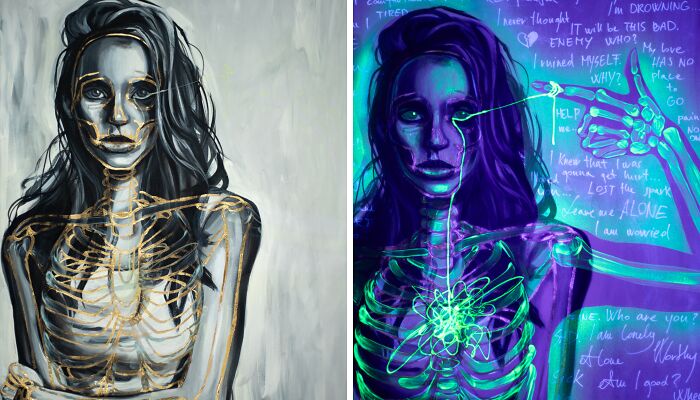 I Created Glow-In-The-Dark Paintings As Mental Disorders And Fears (9 Pics)