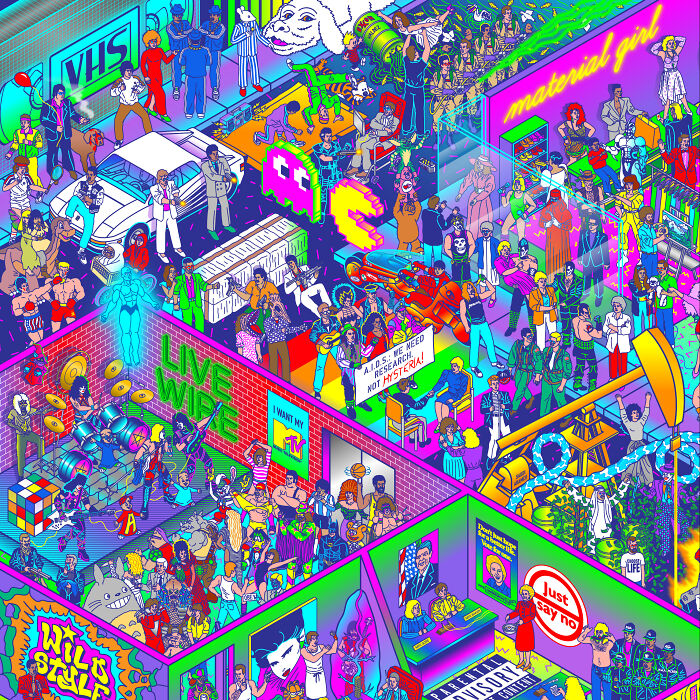 Eighties Excess: Illustrations Filled With Pop Culture References That I Made