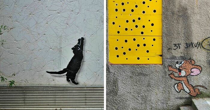 29 Pieces Of Street Art That Cleverly Interact With Their Surroundings By Oakoak (New Pics)