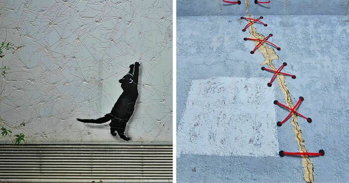 29 Pieces Of Street Art That Cleverly Interact With Their Surroundings By Oakoak (New Pics)