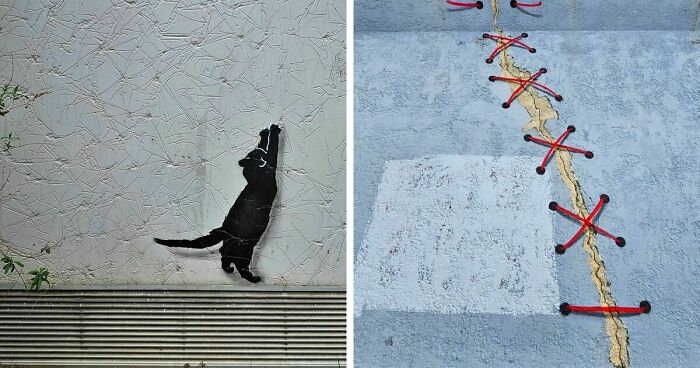 29 Humorous Street Art Pieces Incorporated Into The Streets By Oakoak (New Pics)