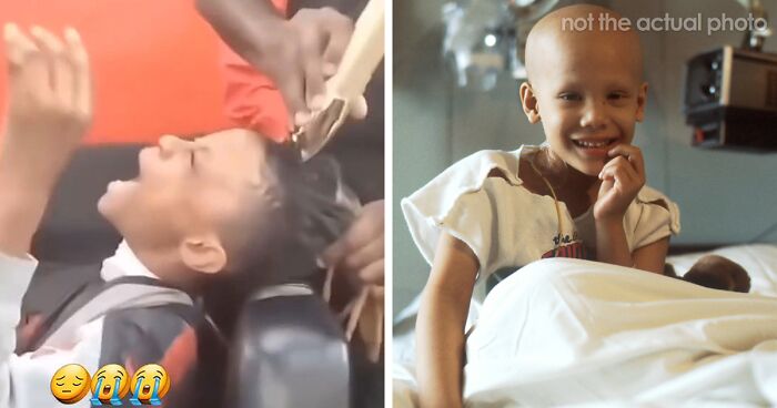 Viral Twitter Vid Shows Dad Shaving His Son’s Head After He Bullied A Kid With Cancer