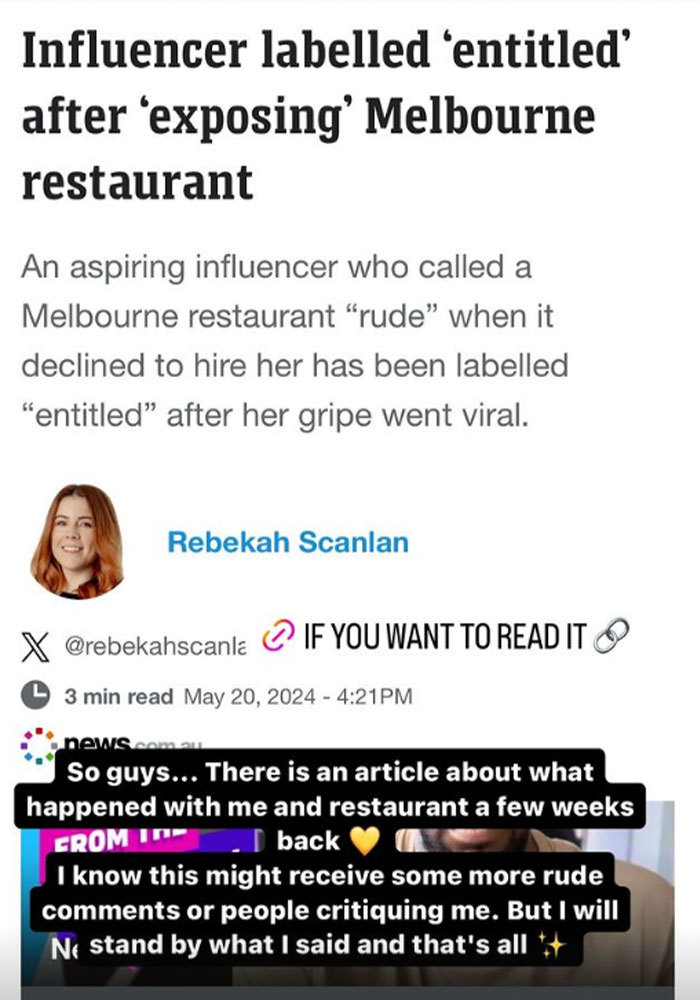 Aspiring Influencer's Attempt To Shame Restaurant For Not Collaborating Gloriously Backfires