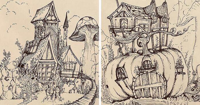 15 Drawings Of Magical Houses Inspired By My Imagination