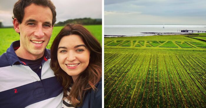 Girlfriend Can’t Hold Her Tears Back After Farmer Carves “Marry Me” Into His Field At Golden Hour