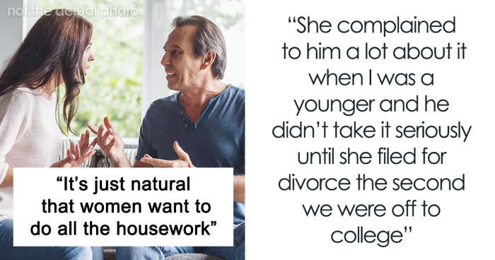 Sexist Dad Gets Kicked Out For Scoffing At How Daughter Splits The Chores With Her Partner
