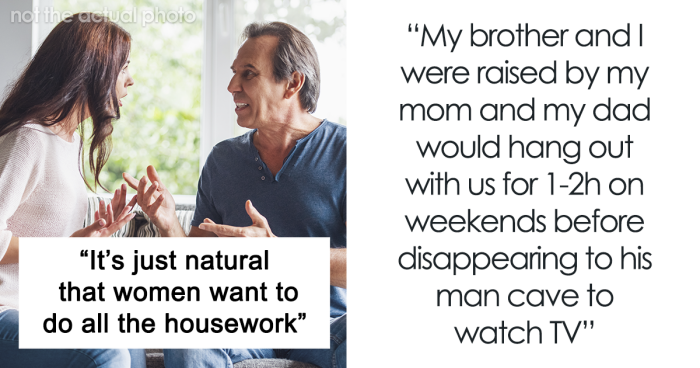 Sexist Dad Gets Kicked Out For Scoffing At How Daughter Splits The Chores With Her Partner