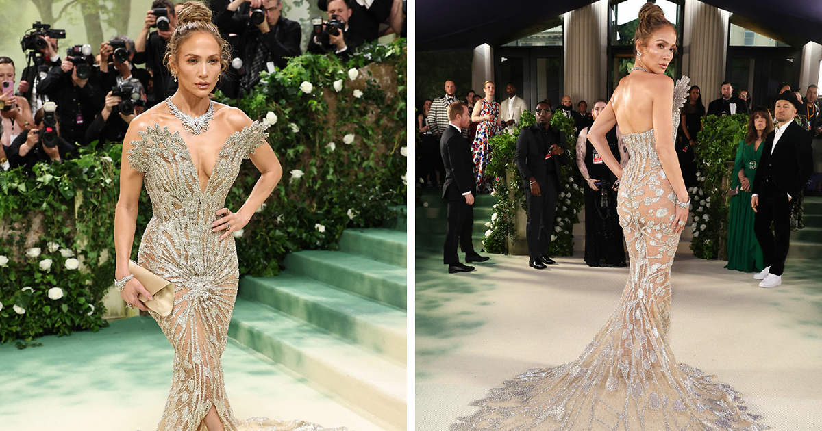 J. Lo Arrives At Met Gala Wearing Silver See-Through Dress She Said ...